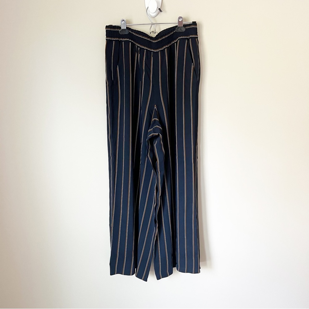 Lafayette 148 New York Hester Striped Wide-Leg Trouser Pant Navy Blue M - Picture 3 of 13